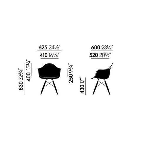 Cadeira de Braços em Plástico Eames DAW / Base Ácer Escuro